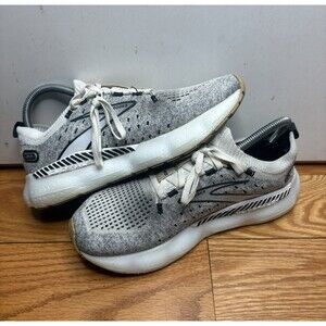 Brooks Glycerin GTS 20 Women Size 8.5 B Gray White Running Sneaker Knit Stealth